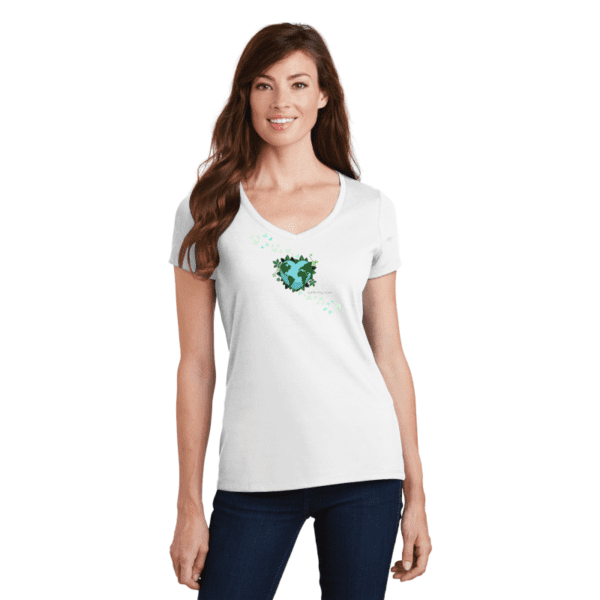 Earth Day V-Neck Heart World with Model