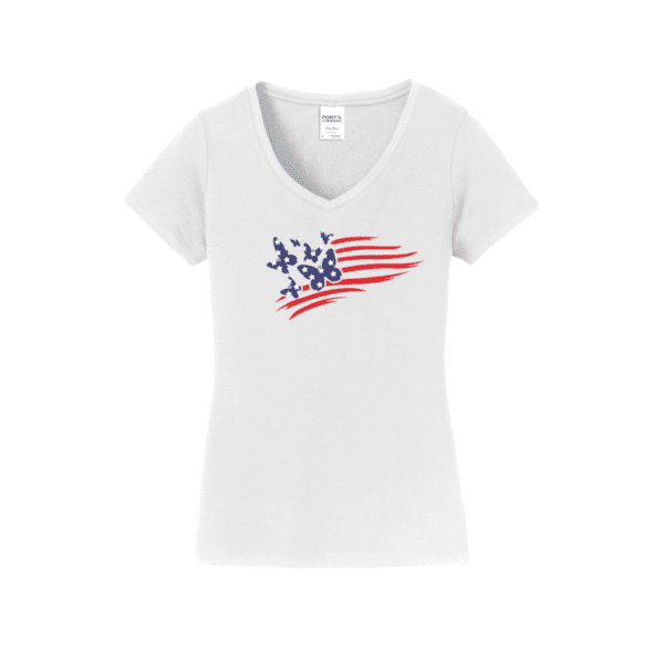 Butterfly American Flag - White Shirt