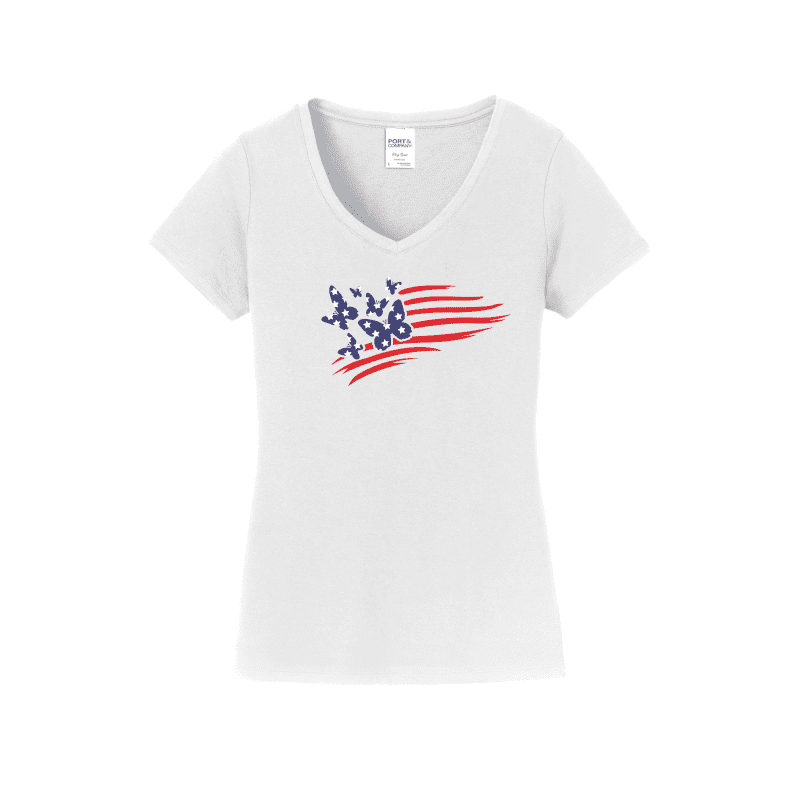 Butterfly American Flag - White Shirt