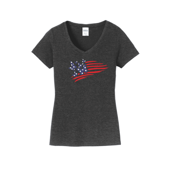 Wings of Change Dark Heather Grey Butterfly American Flag V-Neck