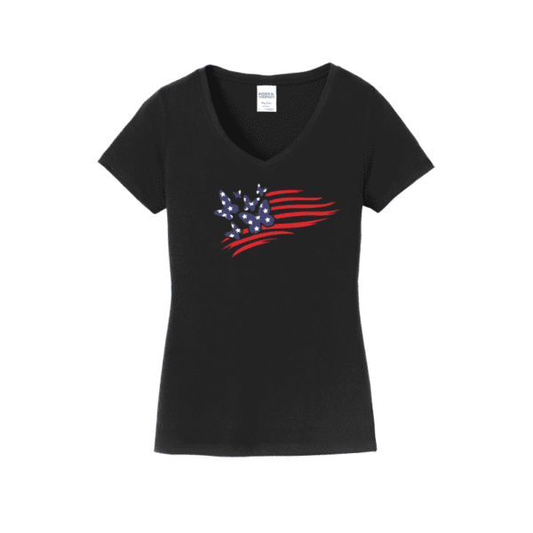 American Flag with Butterflies by Wings of Change on Black Tee