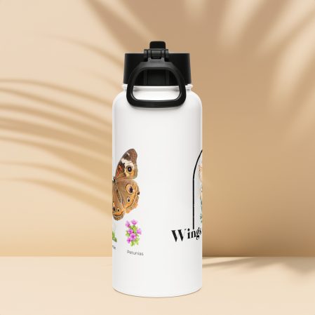 Common Buckeye Butterfly Stainless steel water bottle with a straw lid