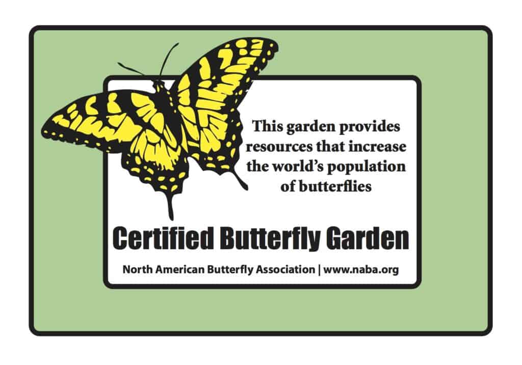 North American Butterfly Association certified butterfly garden badge