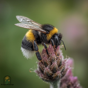 Queen bumble bee pollinator on flower supporting ecosystem balance