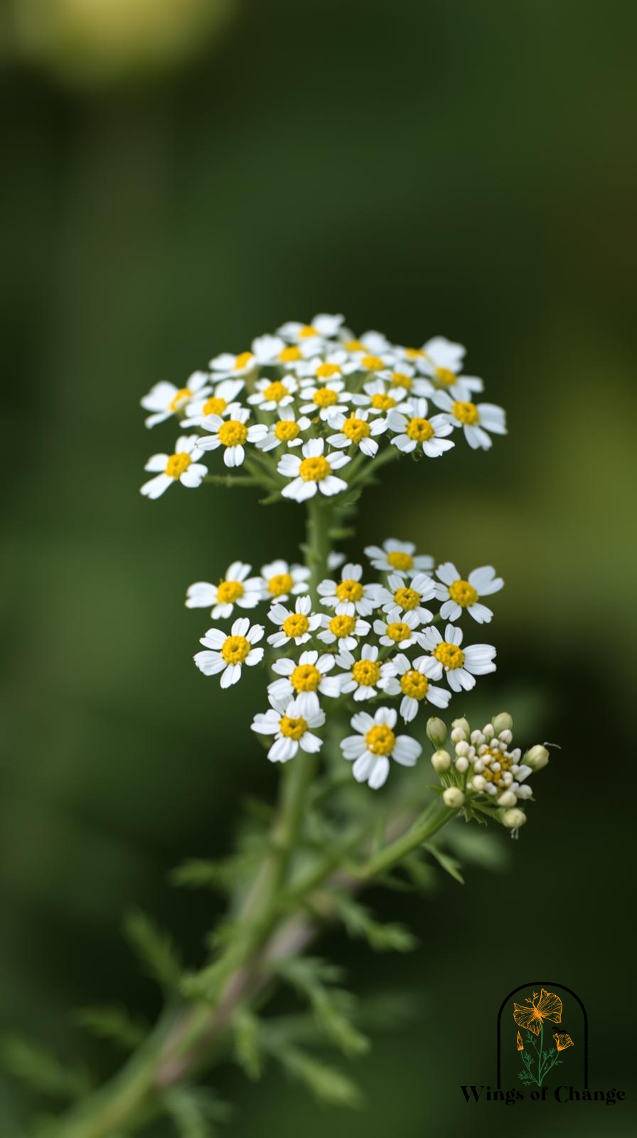 Yarrow plant supporting common hoverfly pollinator and beneficial insects