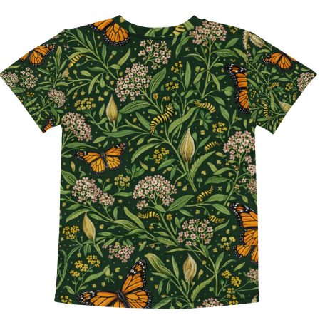 Kids Monarch Butterfly & Narrowleaf Milkweed Habitat T-Shirt