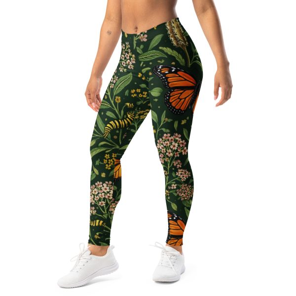 Monarch butterfly milkweed botanical leggings pollinator habitat design